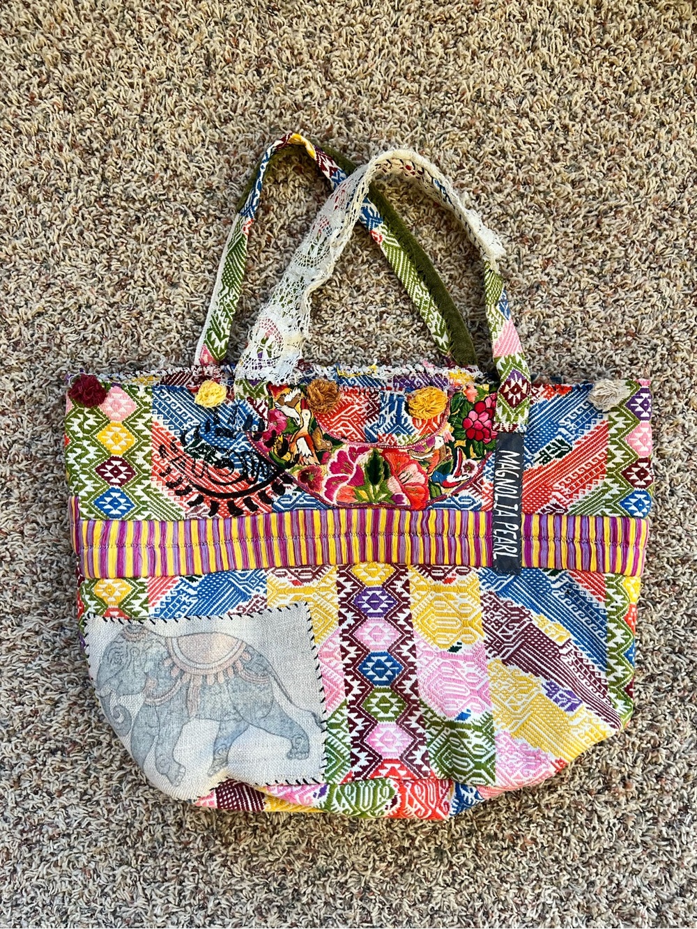 Magnolia Pearl Kantha Antique Quilt Textile Bucket Bag